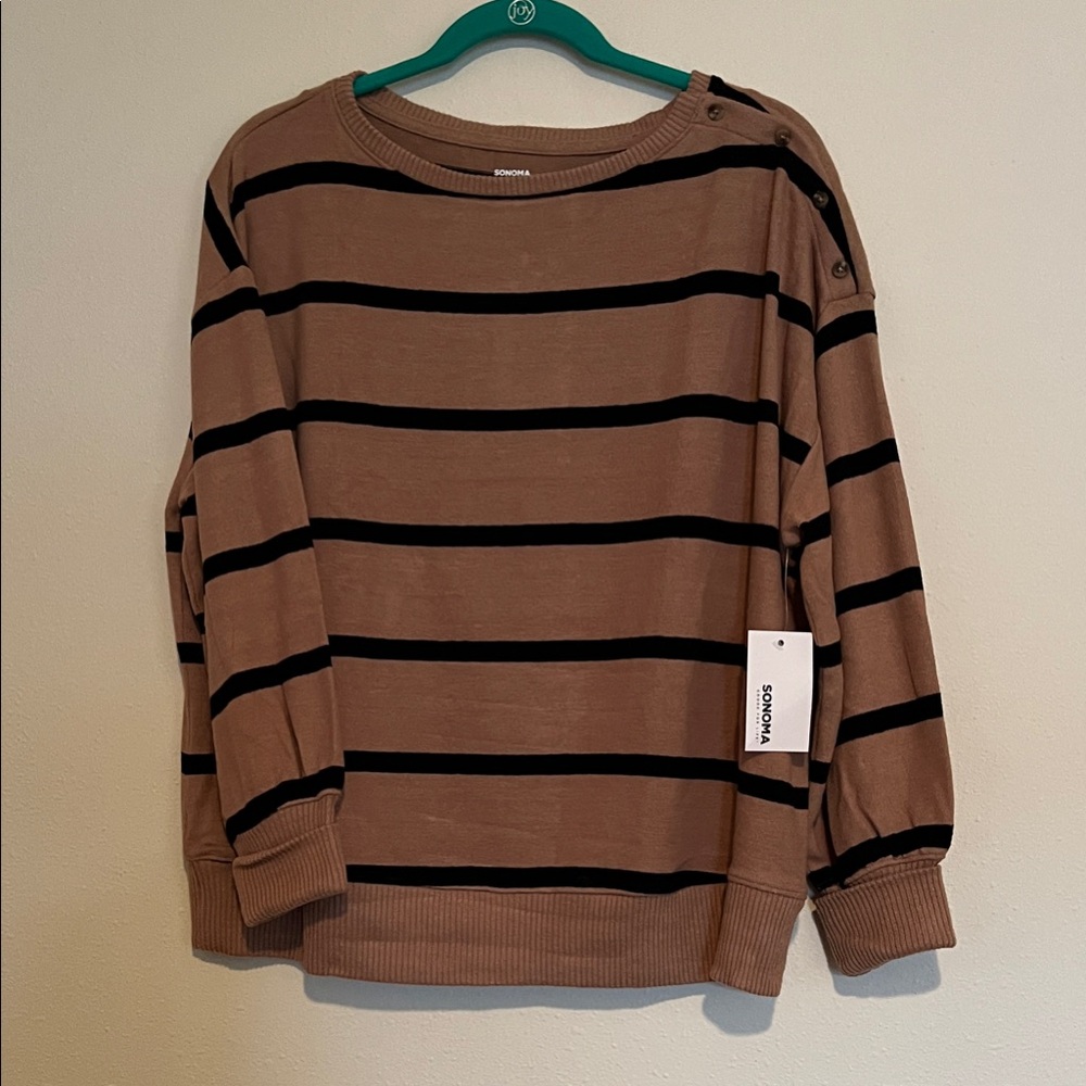 Sonoma Tan and Black Knit Sweater